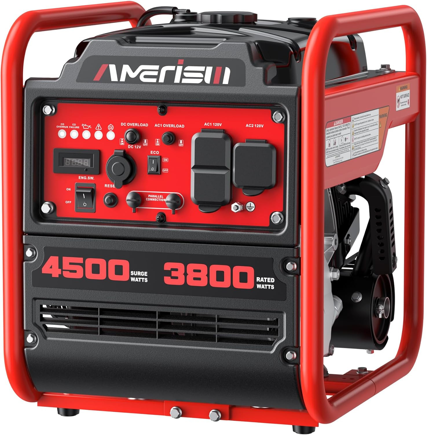 4500W Open Frame Inverter Generator, 3800 Running Watts Portable Gas Generator w