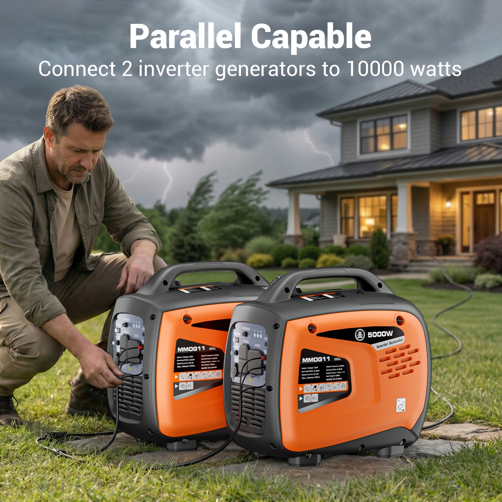 Mutaomay 5KW Inverter Generator Gas Powered Portable Quiet for Home Backup Power