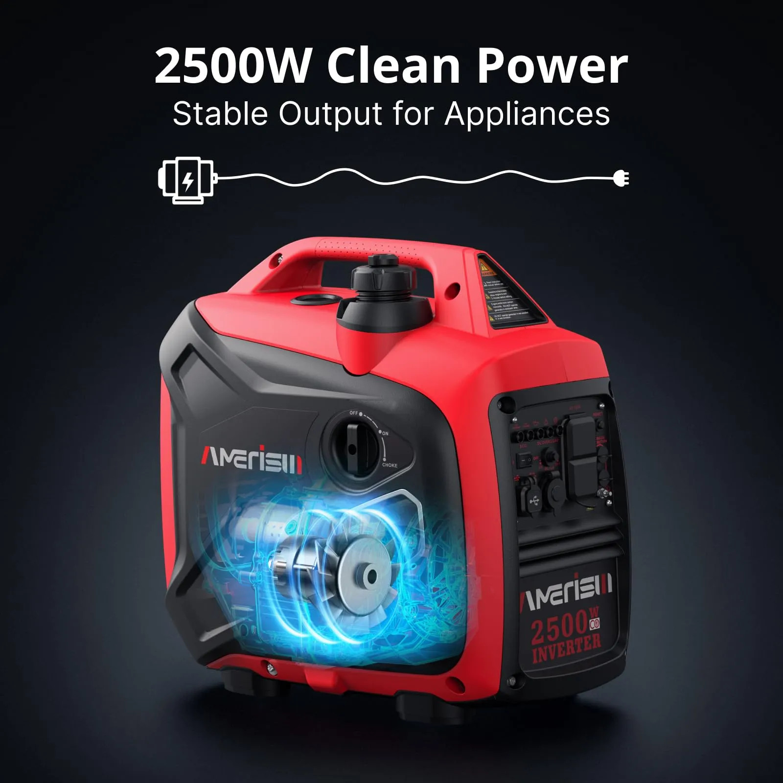 AMERISUN AM5020C 2500W Portable Inverter Generator CO Sensor Ultra Quiet EPA