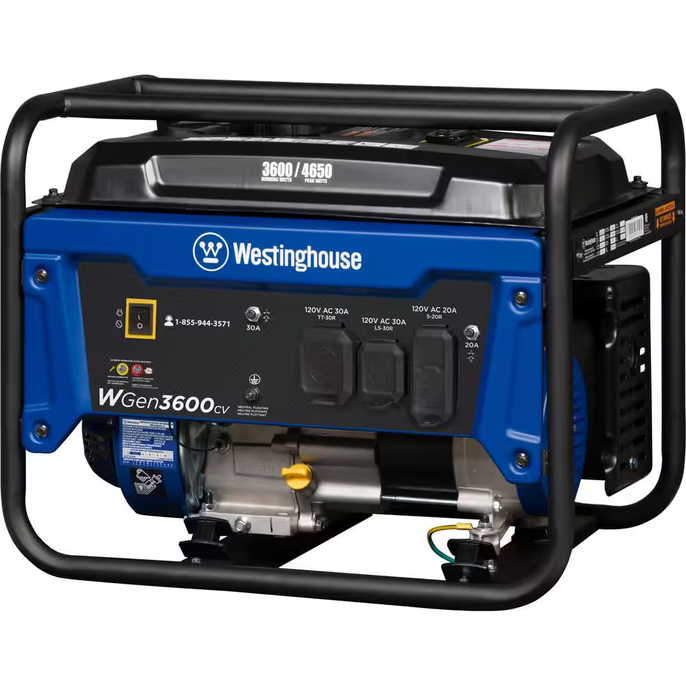 4,650/3,600-Watt Gas Powered Portable Generator with Recoil Start