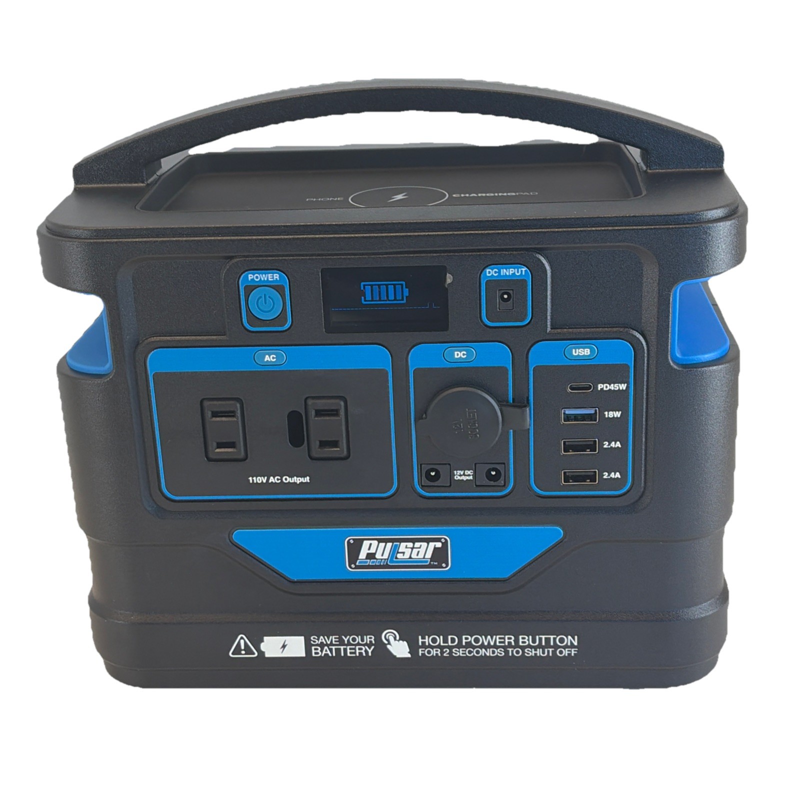 Pulsar 500 Watt Portable Power Station PPS500 Wall Or Solar Compatible Charging