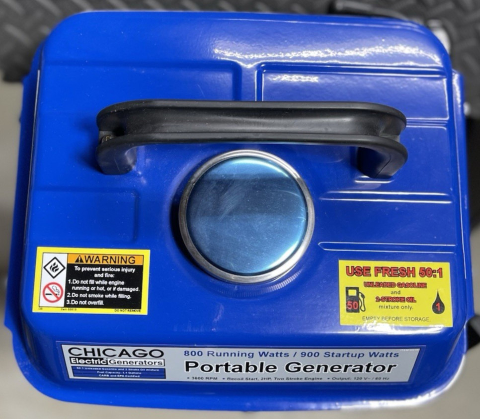 Chicago Electric PORTABLE GENERATOR – 900 Watts/800 Running Watts NEW Open Box
