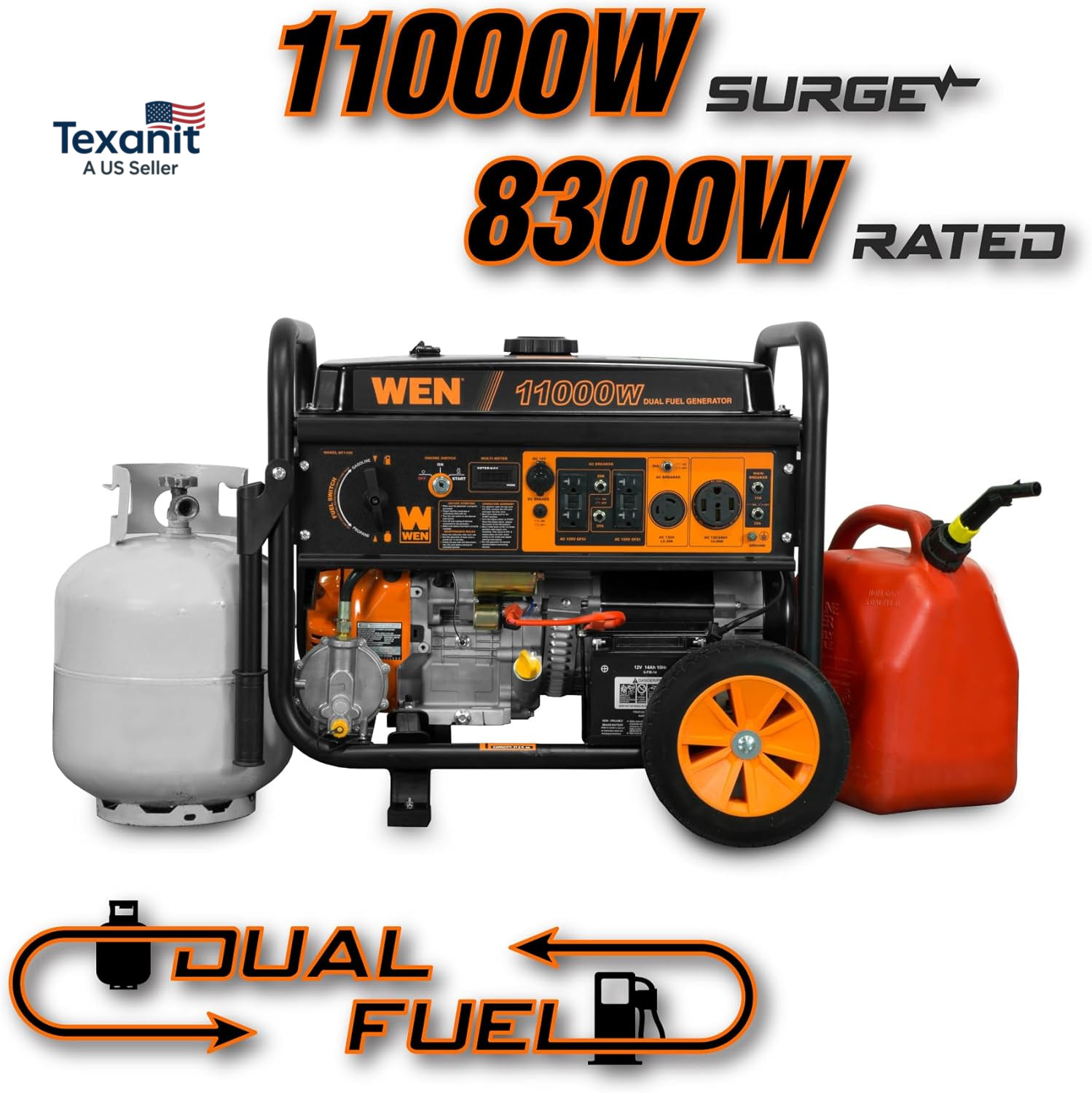 11,000-Watt 120V/240V Dual Fuel Portable Generator with Wheel Kit and Electric S