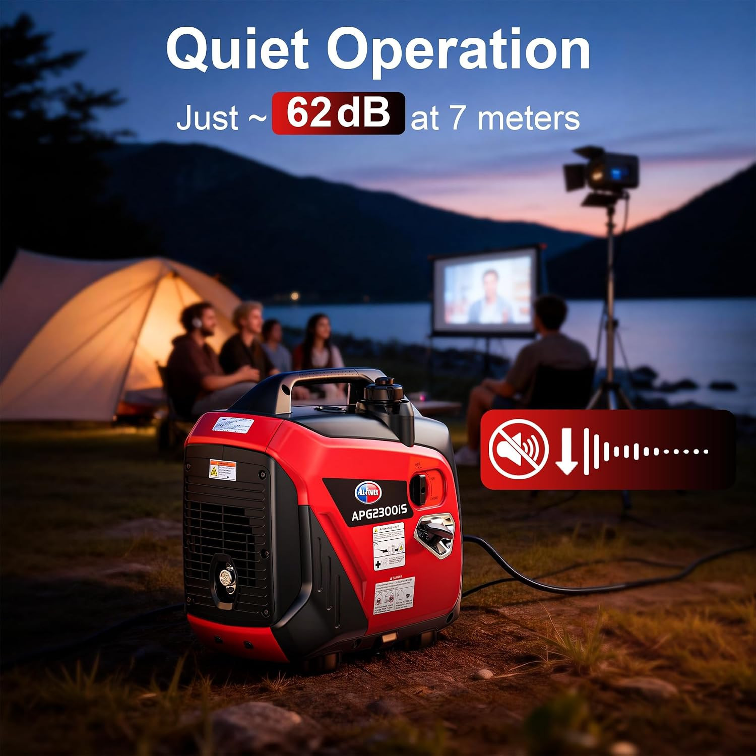 2000W Portable Inverter Generator for Home Use, Quiet Small Generator for Campin
