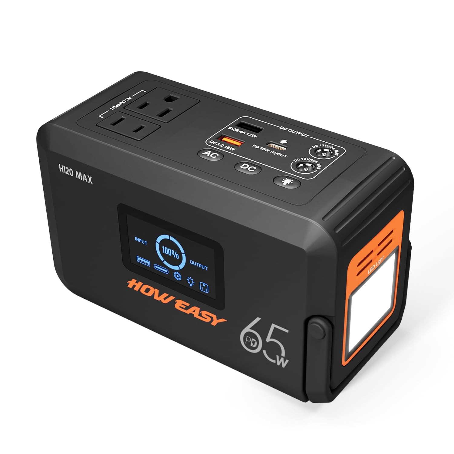 HOWEASY Portable Power Station,135W(270W Peak) Solar Generator,Power Black
