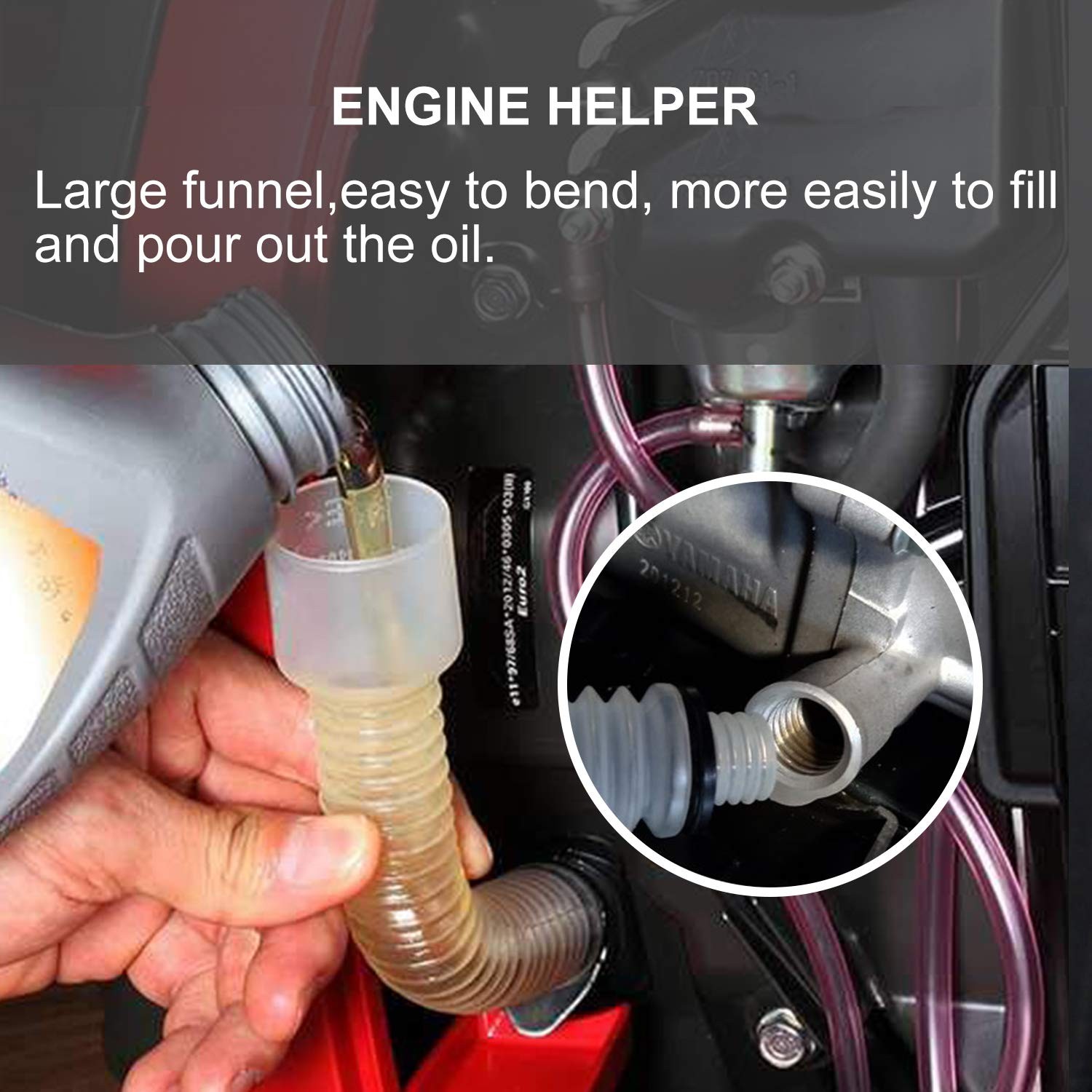 White Flexible Mess Free Oil Change Funnel Tube for Honda Inverter Generator