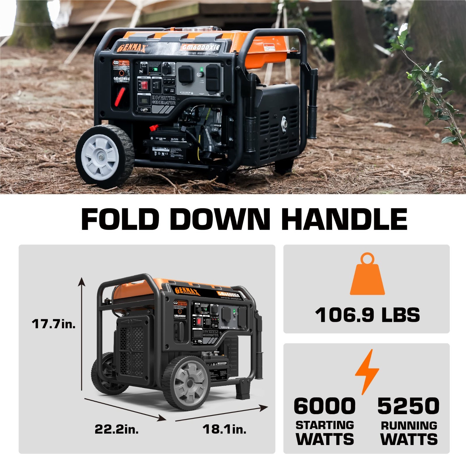 GENMAX GM3500XI 3500W Portable Inverter Generator Gas Powered