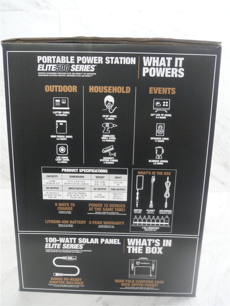 NEW in BOX -Southwire Elite 500 Series with Solar Panel Bundle -FAST SHIPPING!
