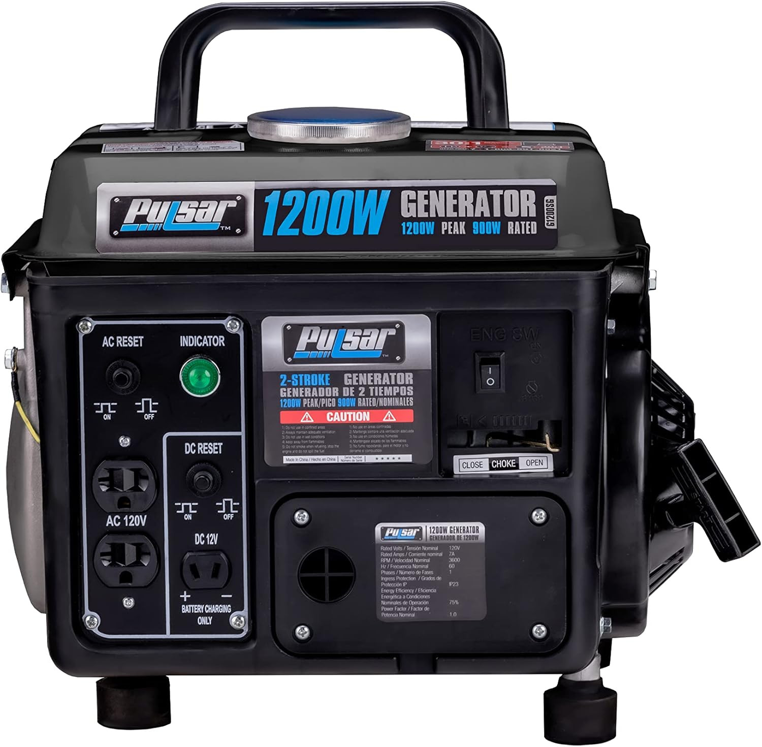 G1200SG 1,200W Carrying Handle Gas-Powered Portable Generator, 1200W, Black/Gray