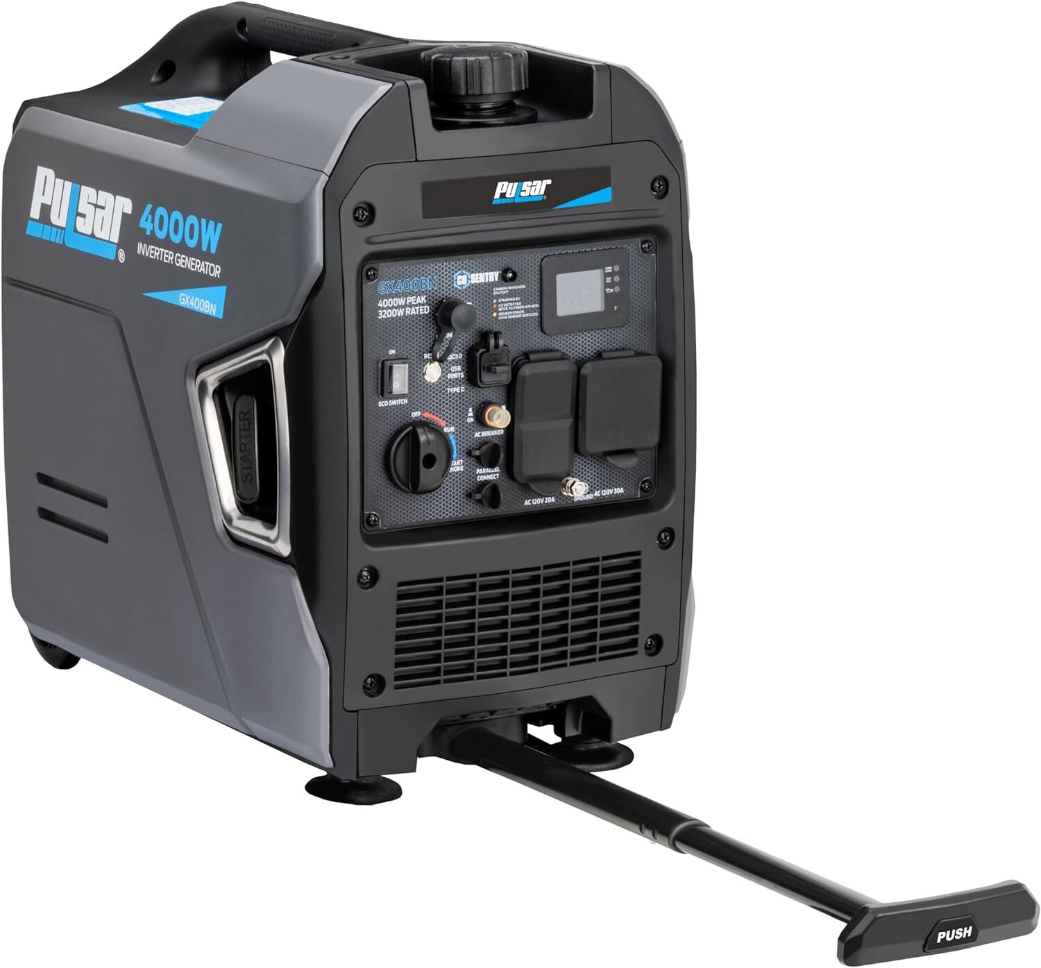 Pulsar GX400BN Dual Fuel Gas Propane 4000 Watt Inverter Generator with CO Alert