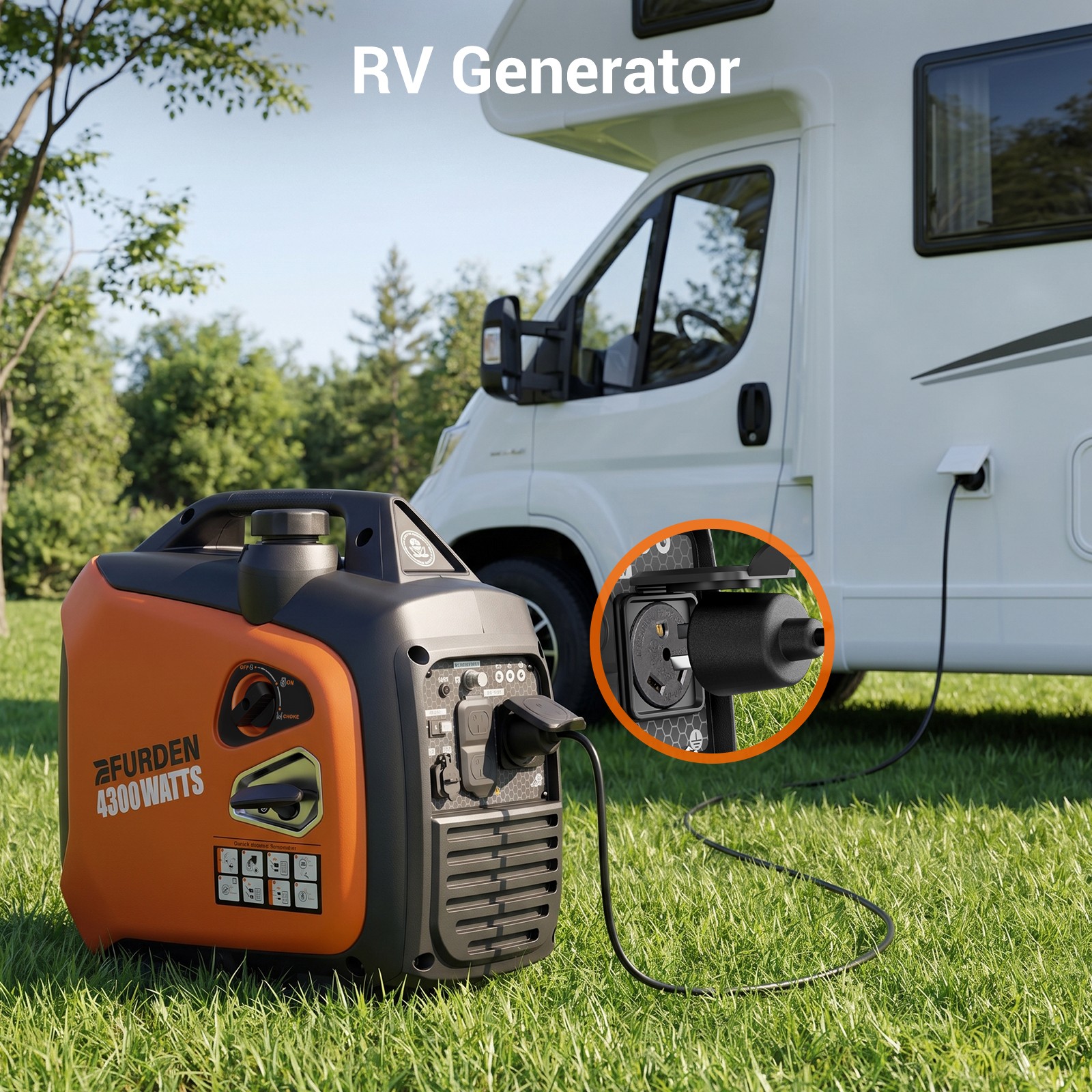 Efurden 4300W Quiet Generator Inverter Gasoline for RV Camping / Home Backup