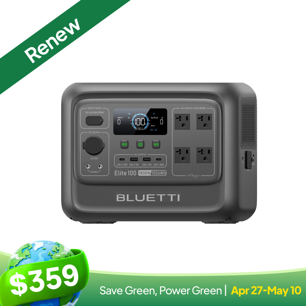 BLUETTI Elite 100 V2 1024Wh 1800W Portable Power Station Certified Refurbished