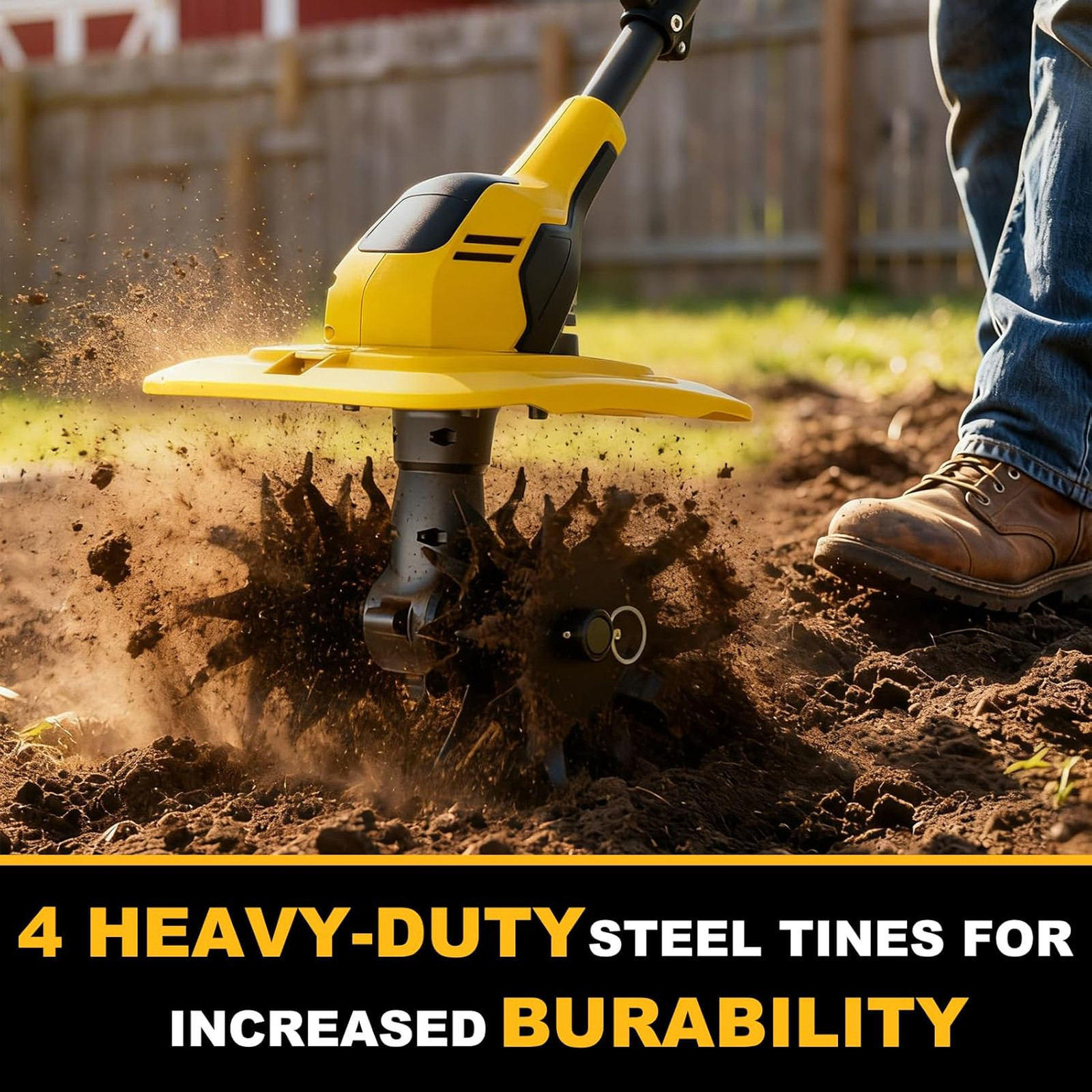 20V Cordless Garden Tiller Cultivator – Compatible with DeWalt 20V MAX