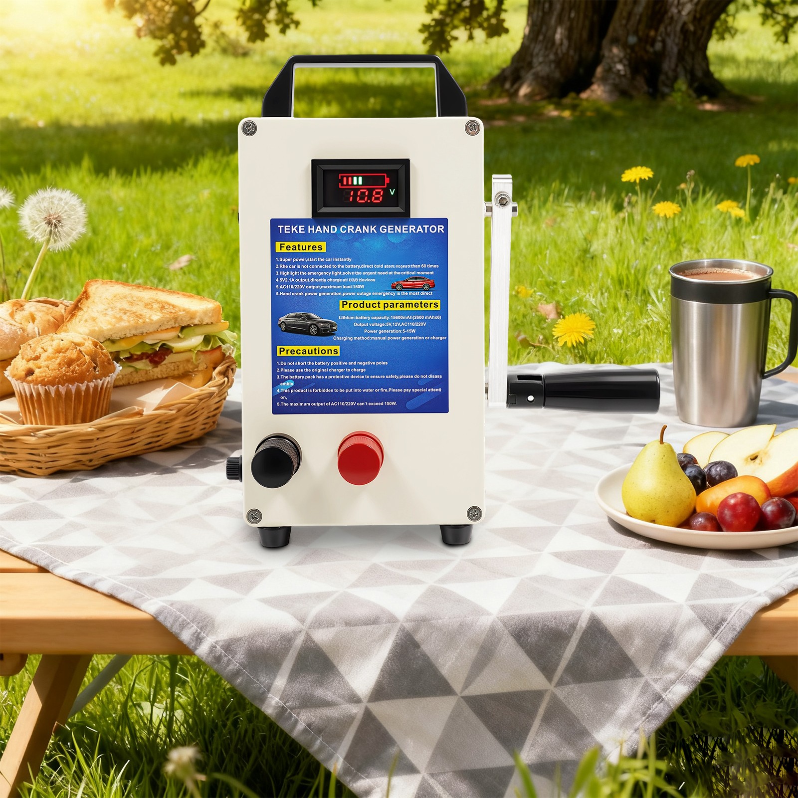 110V 150W Hand Crank Generator Portable Power Supply Emergency Charger Household