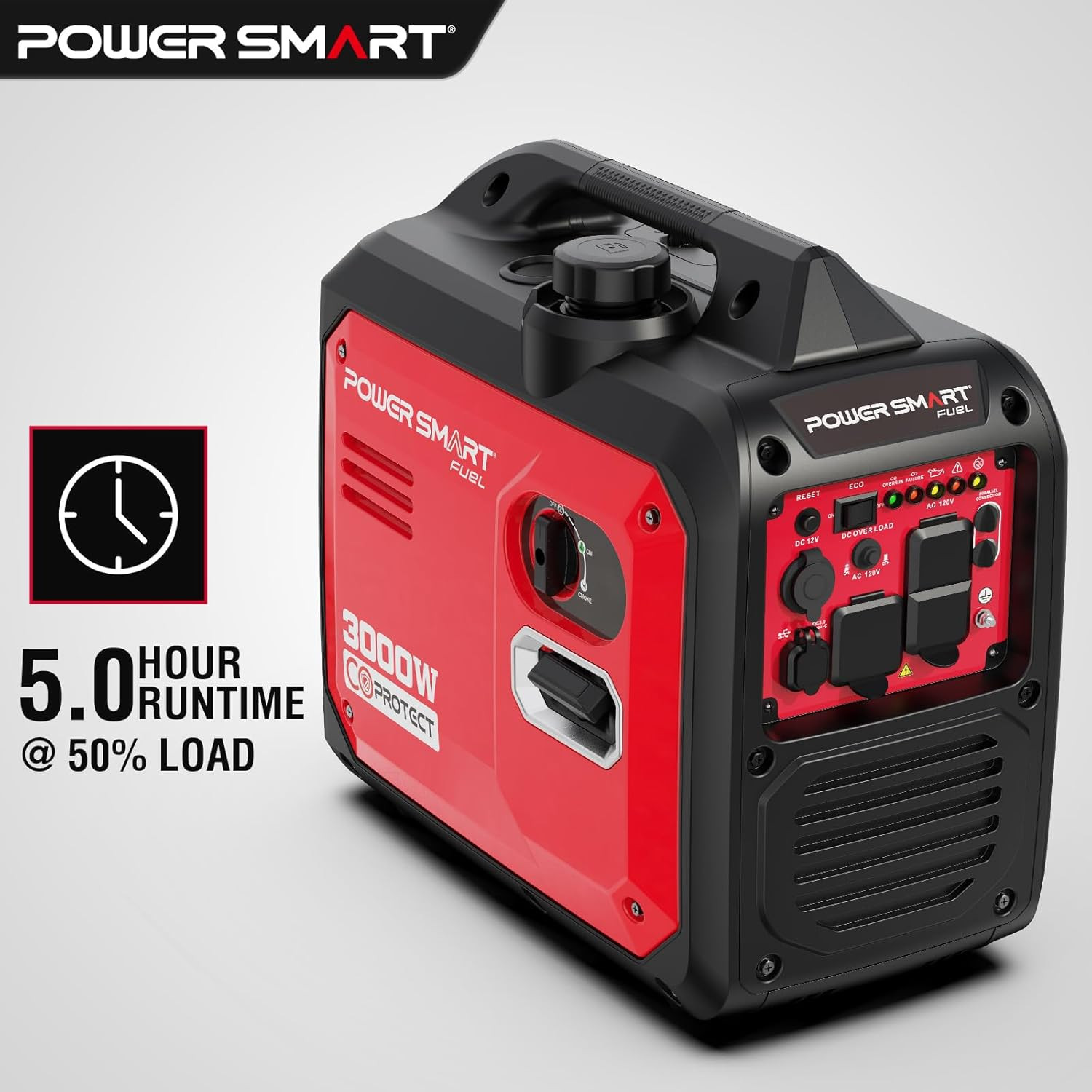 3000-Watt Portable Inverter Generator Gas Powered, Quiet for Camping