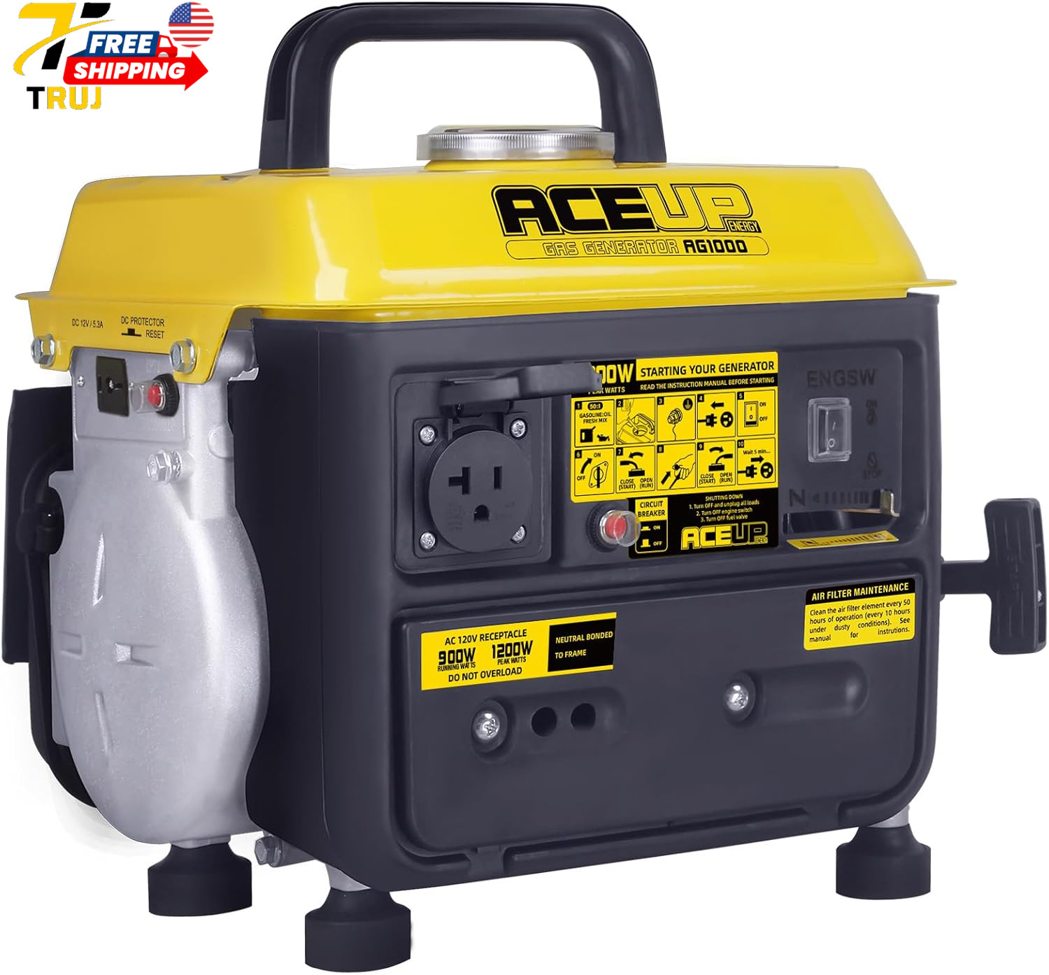 1200W Gas-Powered Generator Small Portable Generator Camping Ultralight EPA & CA