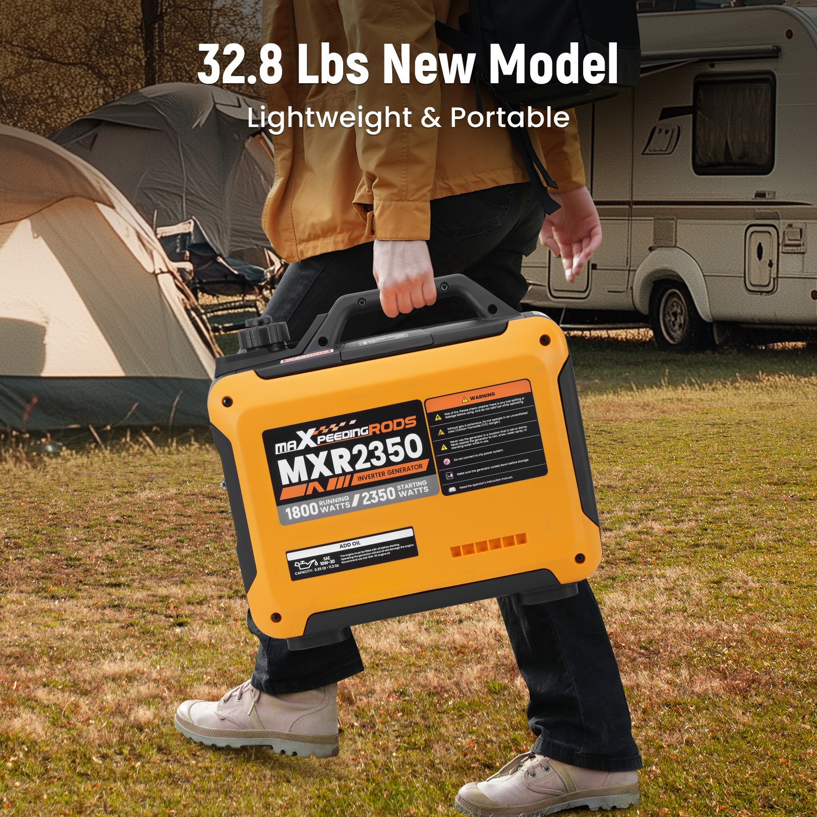 2350W 15kg Portable Gasoline Inverter Generator Eco Quiet For Camping RV Travel