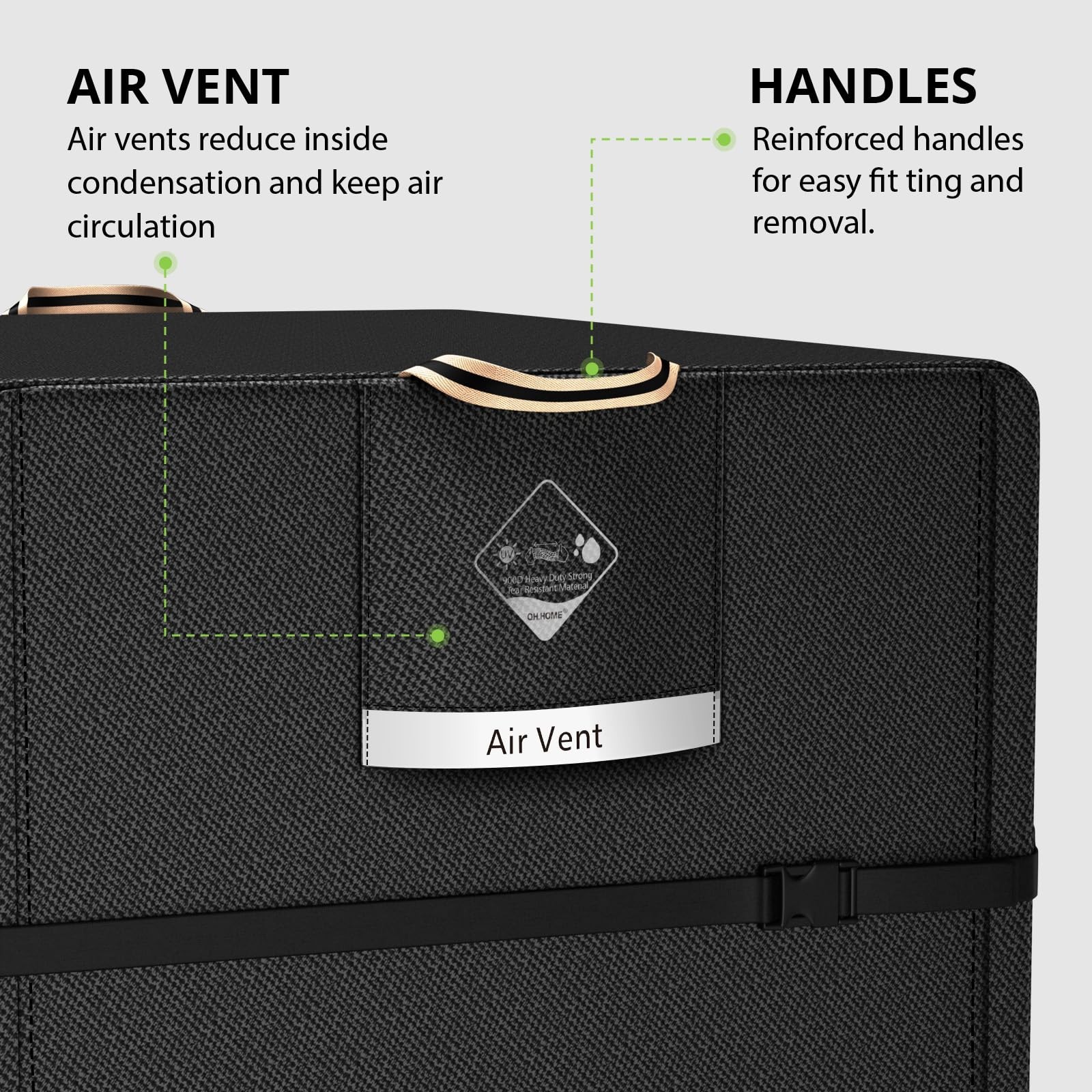 QH.HOME Waterproof Generator Cover 30x30x26 30″(L) x 30″(W) x 26″(H), Black