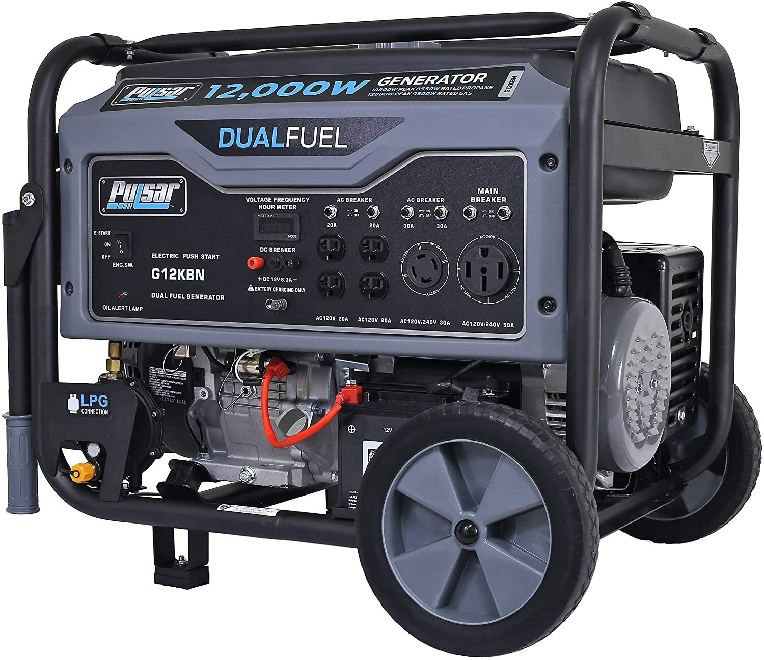 Pulsar 12,000-W Portable Hybrid Dual Fuel Gas Powered Electric Start Generator