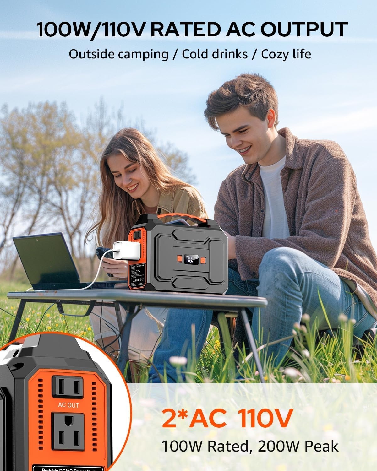 Estación De Energía Portátil 146Wh 39600mAh Generador Solar Con Enchufe AC 110V