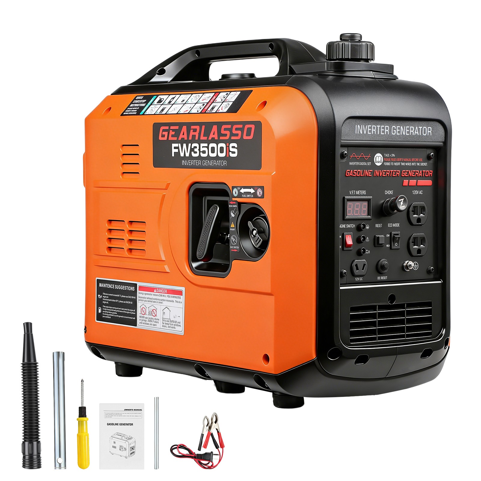 3500W Portable Inverter Generator Gas Powered Eco Quiet For Camping RV Trailer