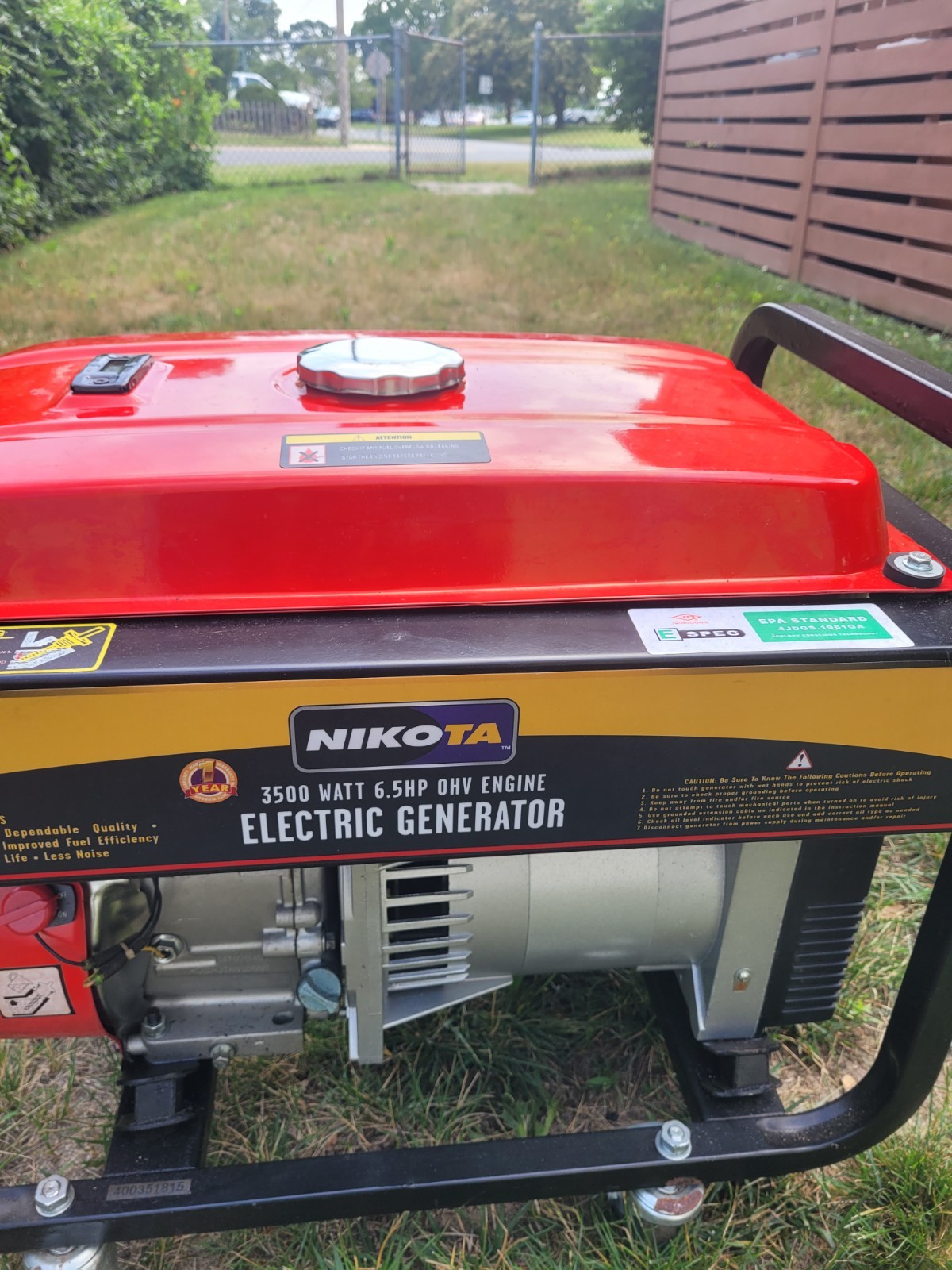 Propane Gas Dual Fuel Generator 3500 Watt 6.5HP 120V 240V Nikota 06041