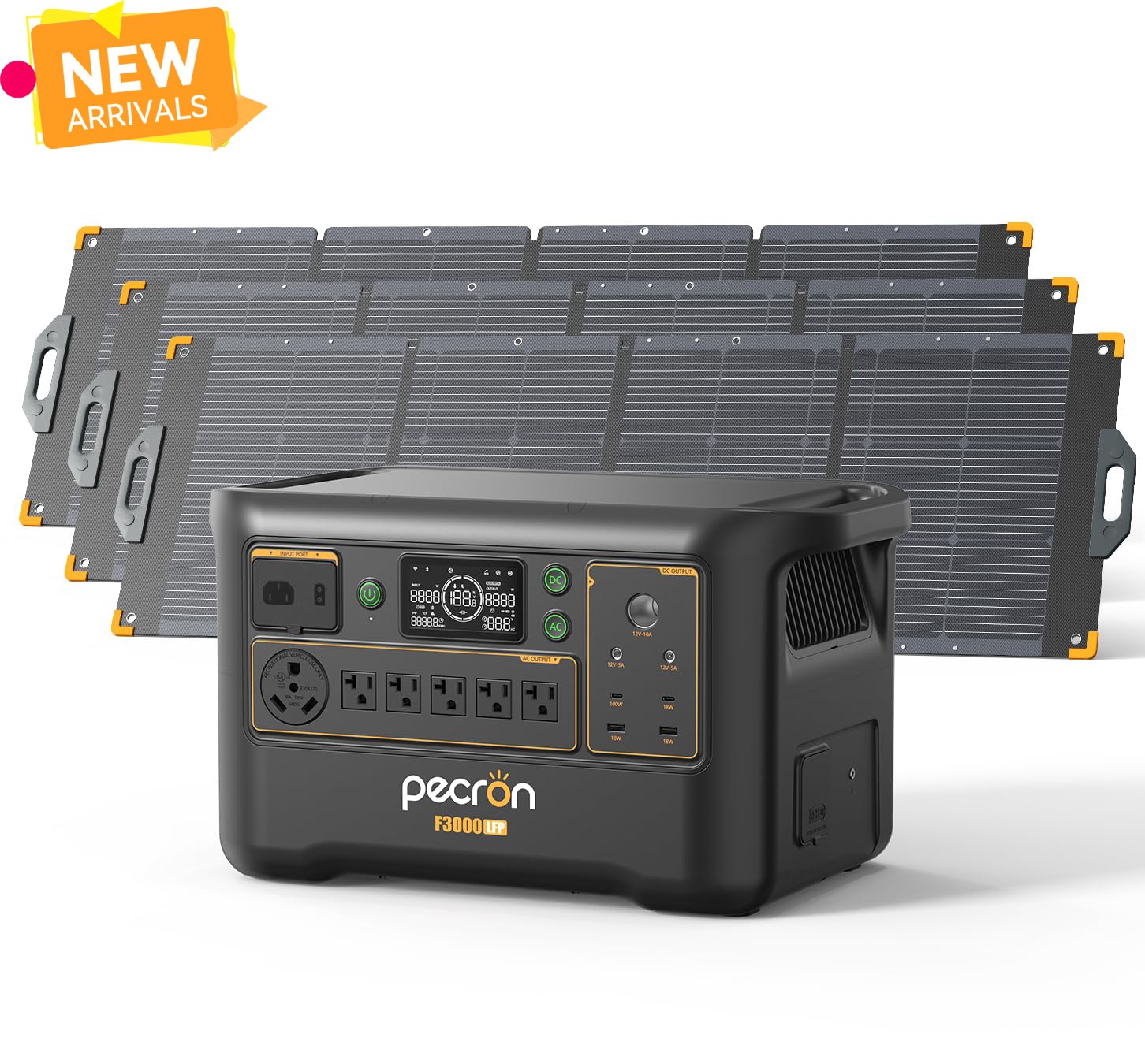 3072Wh 3600W Pecron F3000LFP Portable Power Station w/200W Solar Panel*3 RV