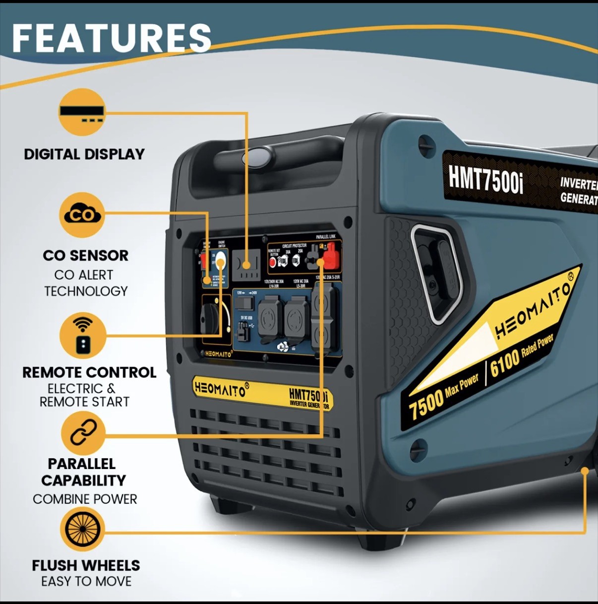 Heomaito HMT7500i 7500W Inverter Generator for House