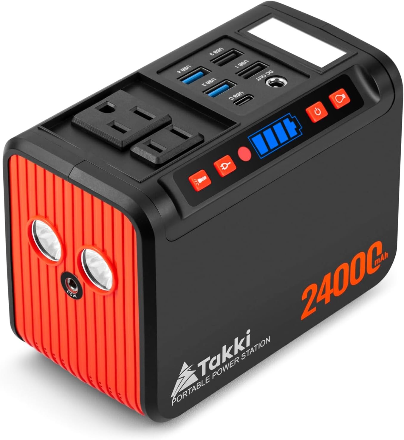 Takki 88Wh Portable Power Station, Solar Generator, AC/DC/USB, LED Flashlight