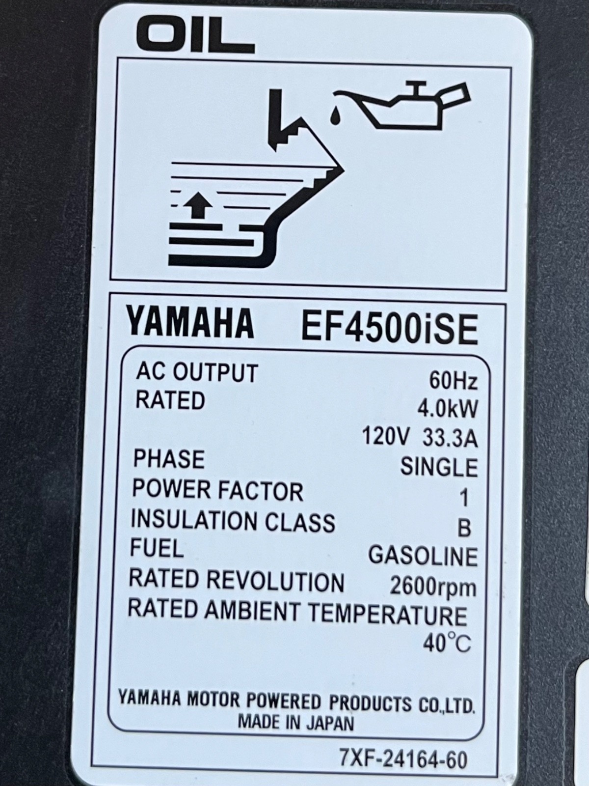 4500W Yamaha EF4500iSE Generator Demo Fuel Efficient