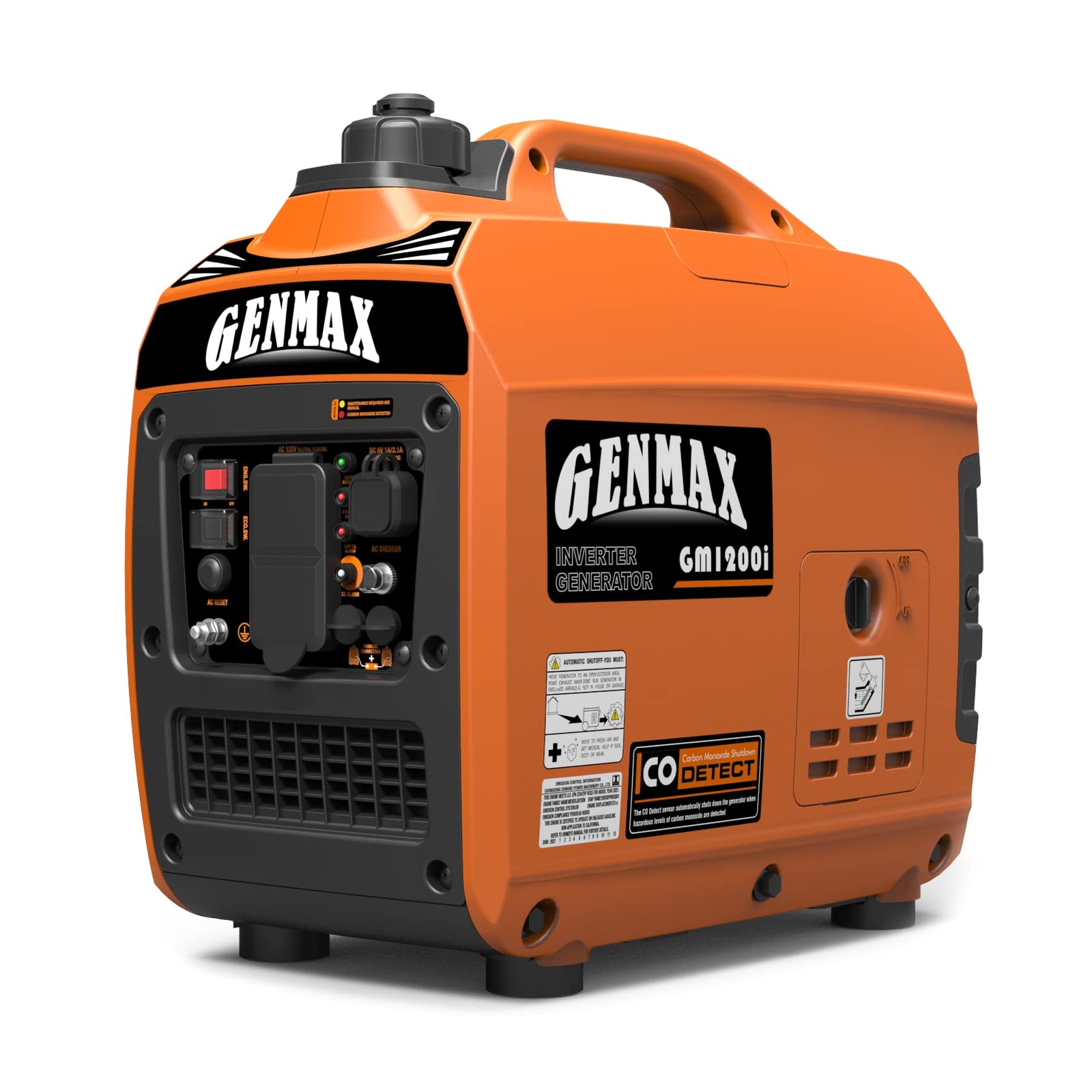 GENMAX Portable Generator 1200W Ultra-Quiet Gas Engine, Ultra Lightweight