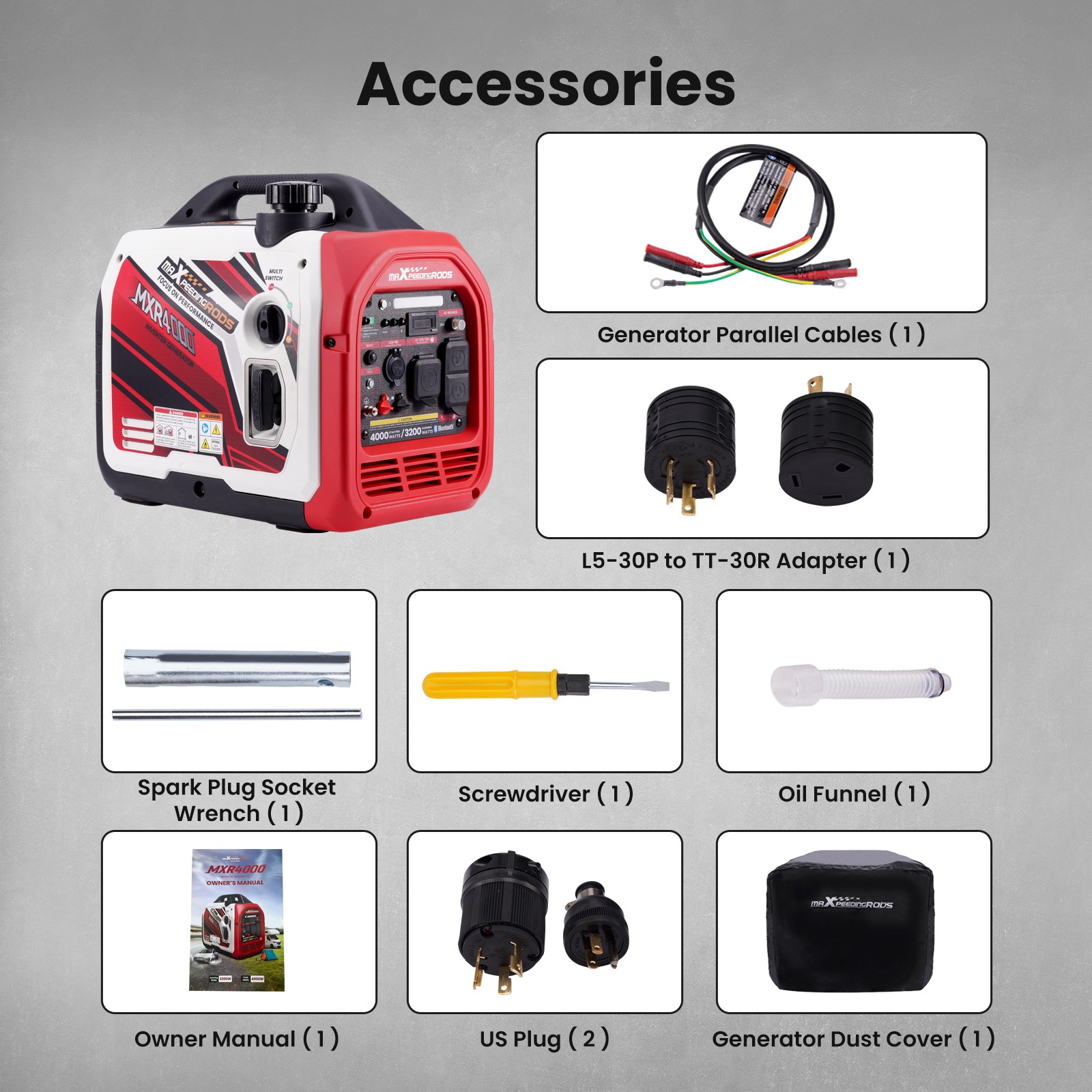 4000 Watt Gas Powered Generator Portable Inverter for Camping and Home Backup