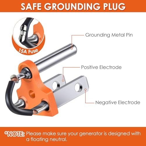 Neutral Ground Bonding Plug for Portable Generator NEMA 5-15P 120V 15A RV Camper