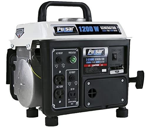 1,200W Carrying Handle, PG1202SA Gas-Powered Portable Generator, 1200W, Black…