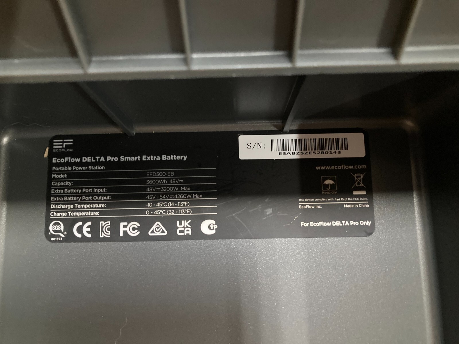 EcoFlow DELTA Pro Smart Extra Battery 3600Wh, EFD500-EB