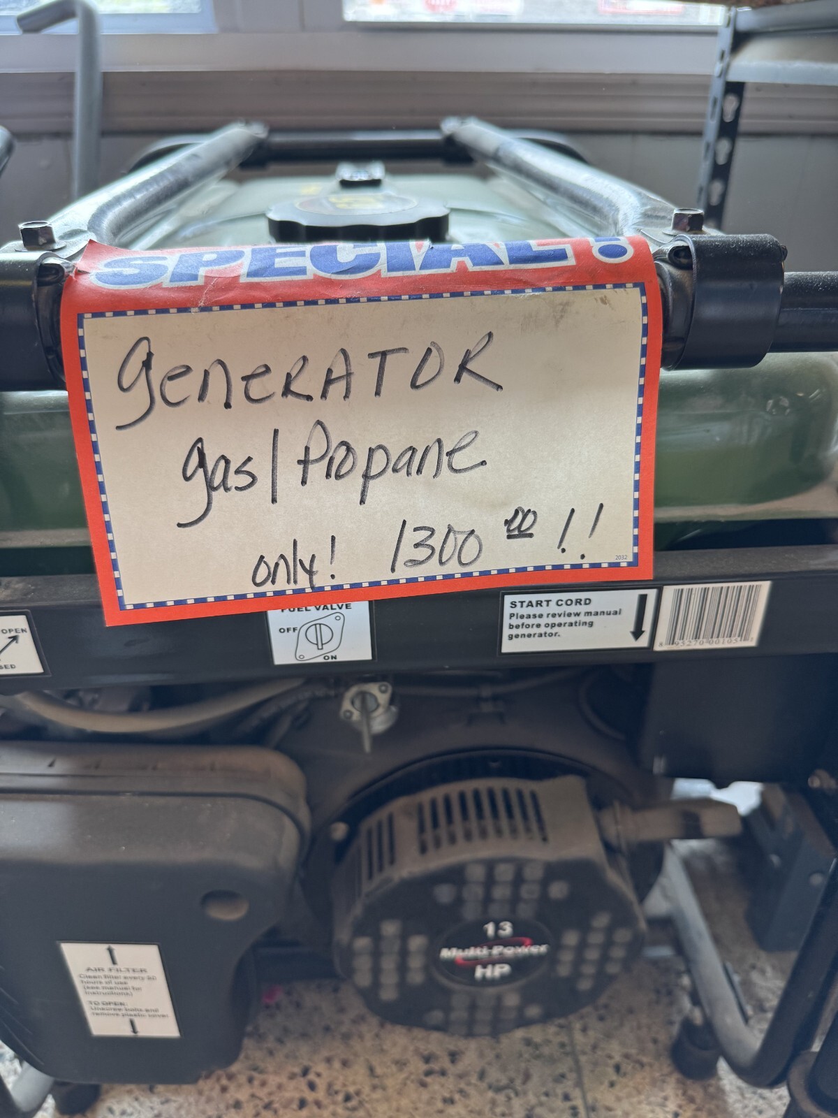 Mean Green 6000 Multi-Power Generator Dual Fuel Gas Propane MP5500DF 5500W USED