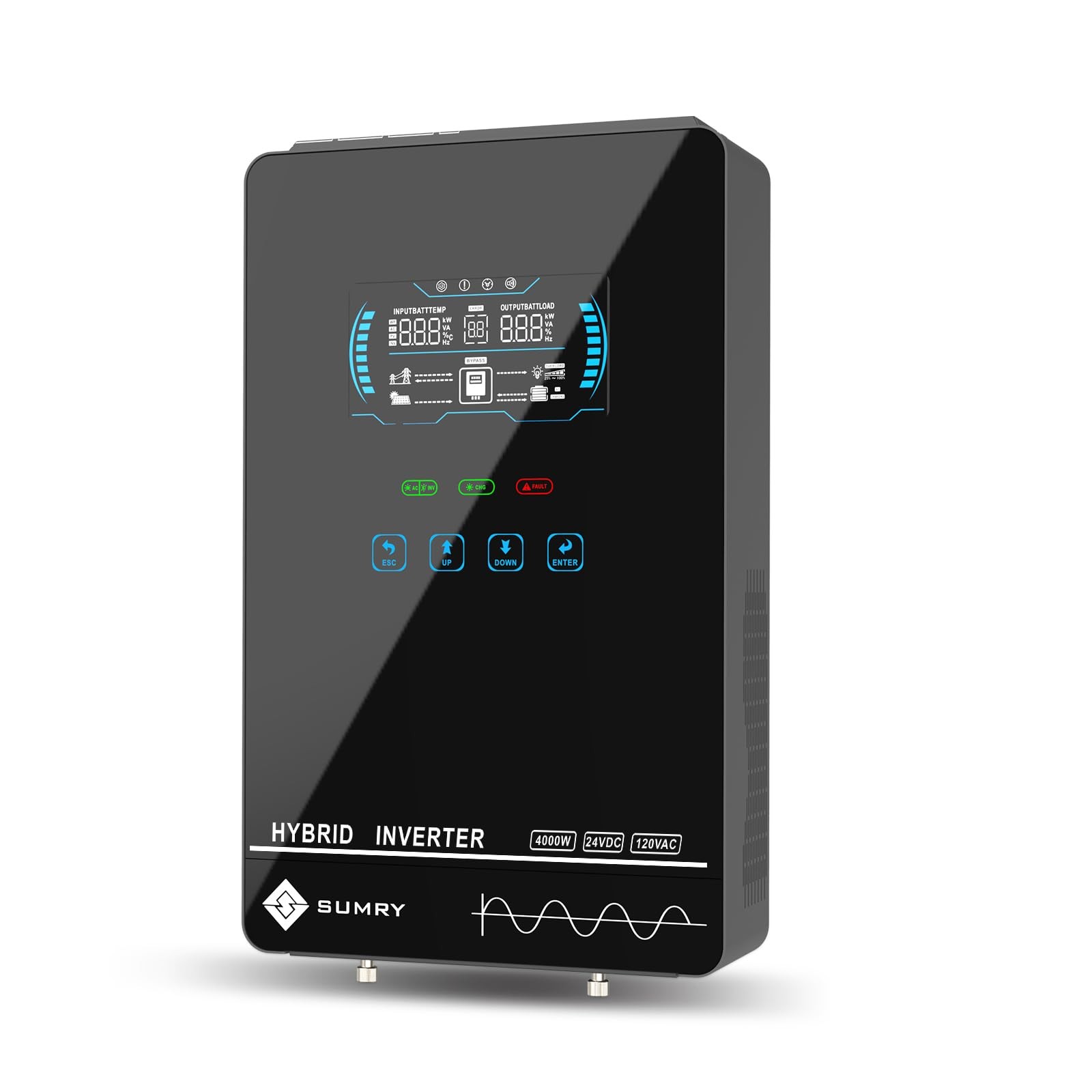 SUMRY Hybrid Solar Inverter, 4000W DC24V to AC120V Pure Sine Wave HGX-4KW-24V