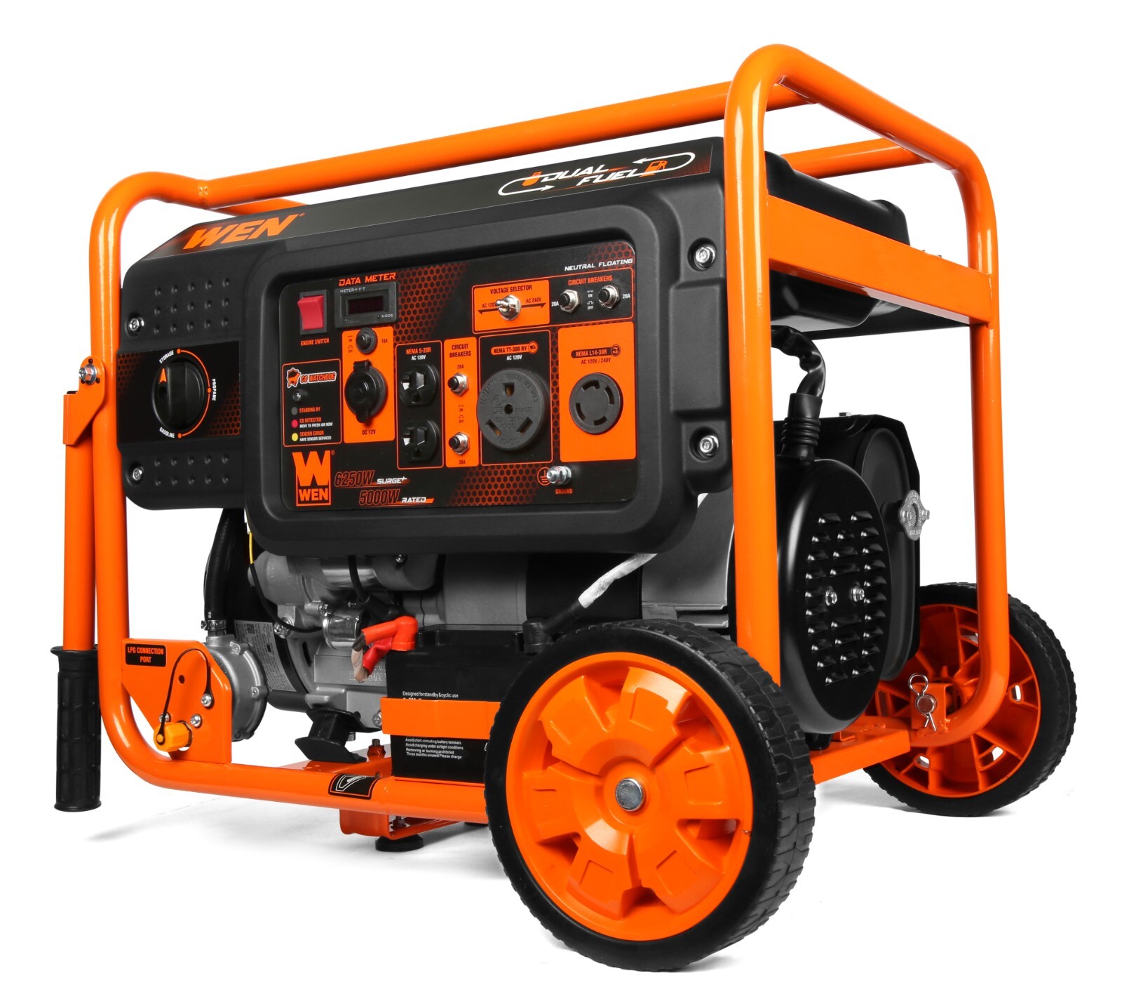 WEN DF623X 6250W 120/240V Dual Fuel Electric Start Portable Generator/CO Sensor