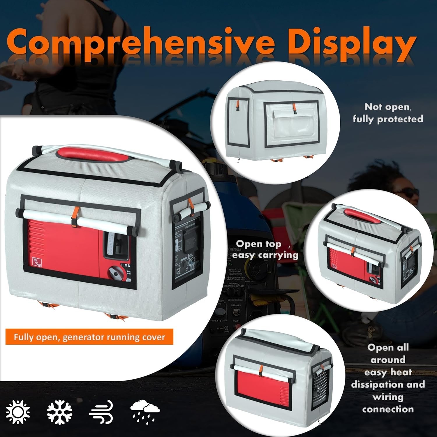 Generator Cover Portable Generator Cover Waterproof Running Cover 217L 138W 174H