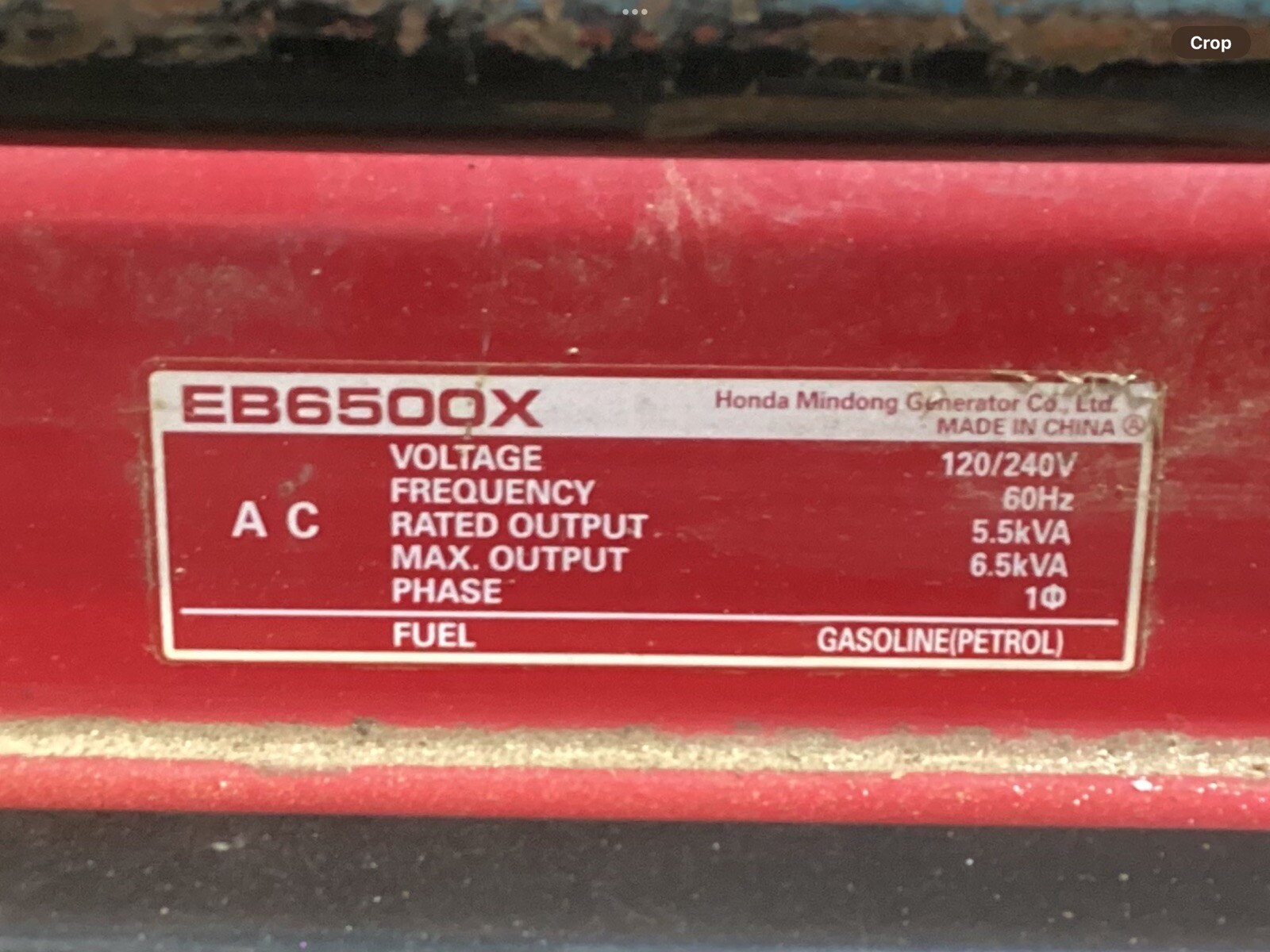 Honda EB6500X Generator 6500 Watts 120/240 Volts