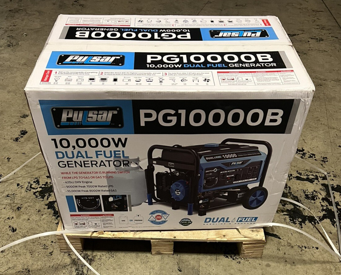 Pulsar Dual Fuel Gas Propane Generator Electric Start Portable 10,000 Watt