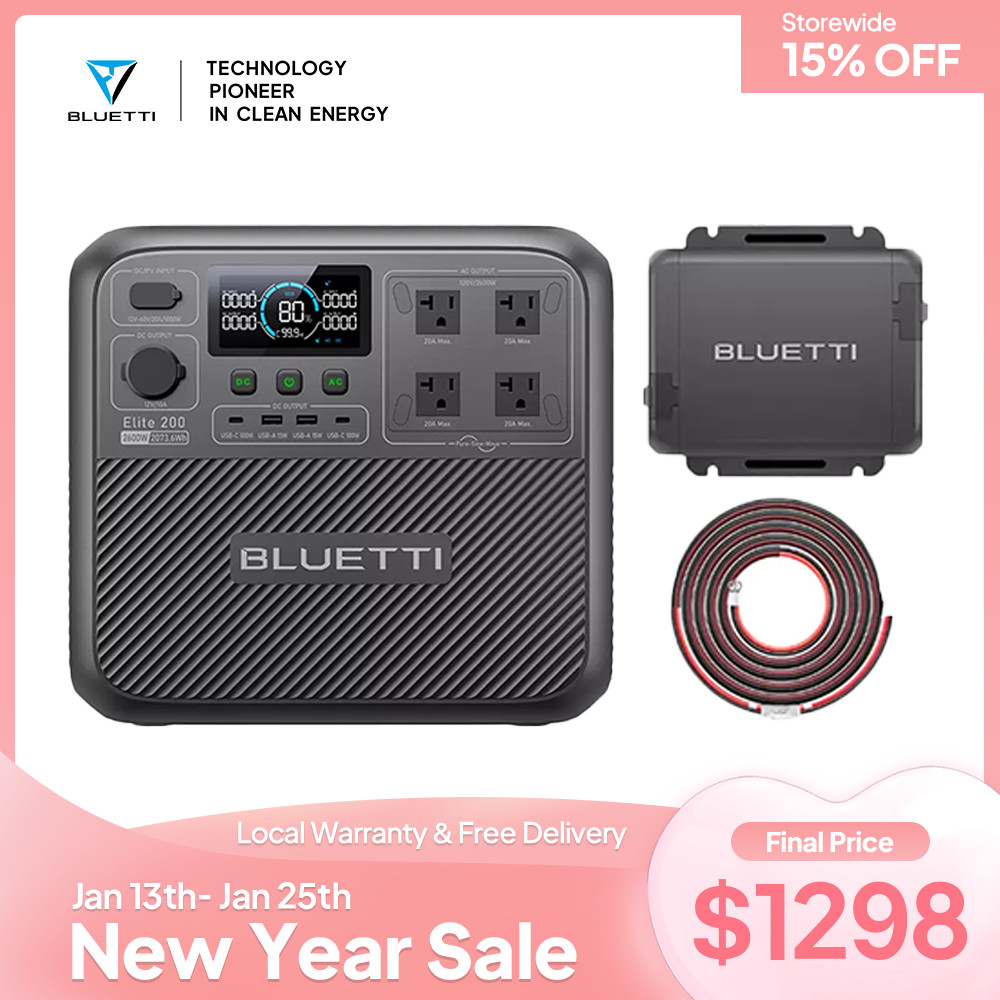 BLUETTI Elite200V2+Charger 1 2073.6Wh Power Station Alternator Charger