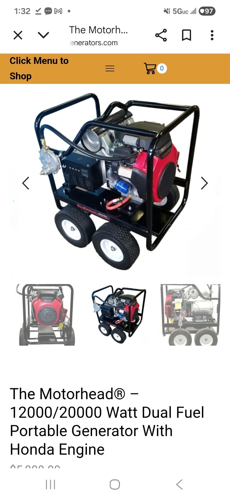 The Motorhead – 12000/20000 Watt Dual Fuel Portable Generator New In Box