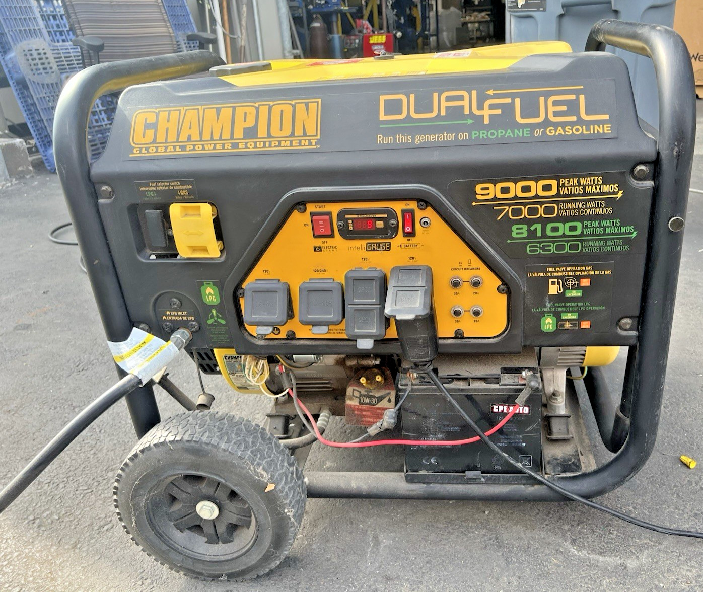 Champion Global Power Equipment 9000 Watt Dual Fuel Portable Generator/Tested