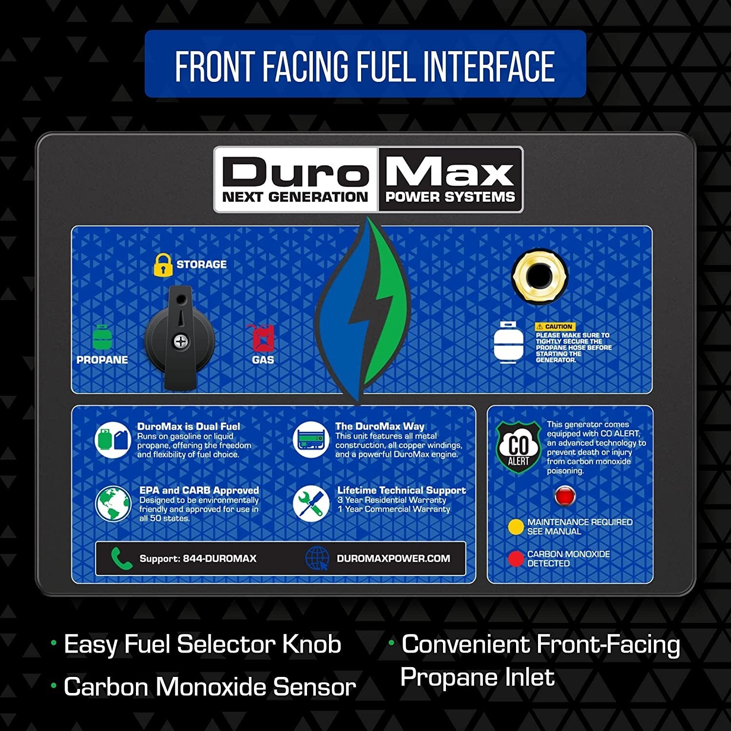 DuroMax 12,000-W Portable Hybrid Dual Fuel Electric Start Generator w/ CO Sensor