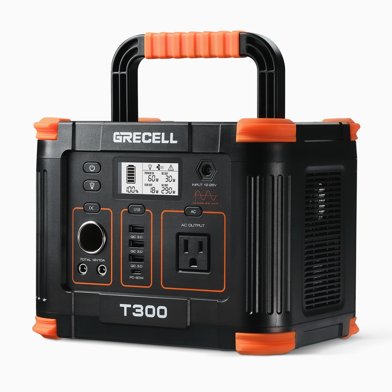 GRECELL 300W Portable Power Station Solar Generator Backup Battery RV Camping