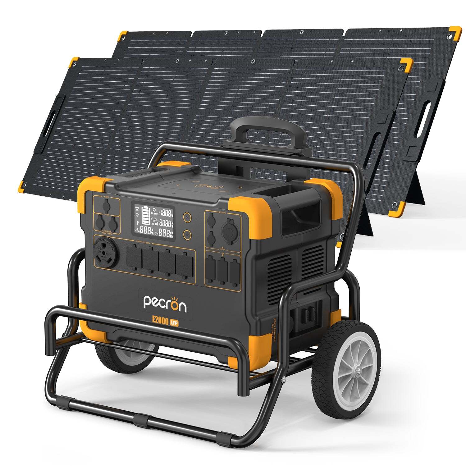 PECRON E2000LFP 1920Wh Portable Power Station with 2*200W Solar Panels Cart Kits