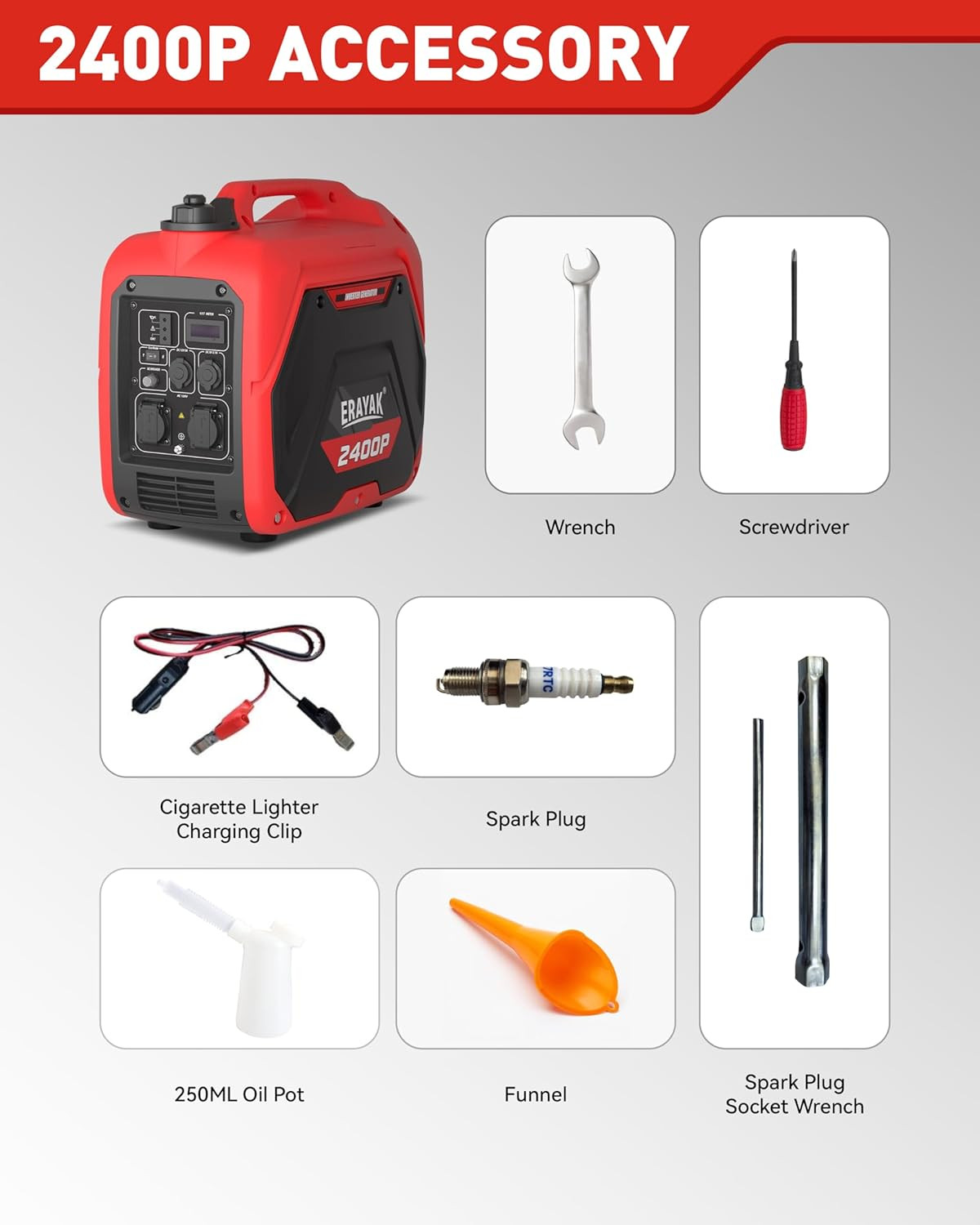 2400W Portable Inverter Generator for Home Use, Super Quiet Small Generator for