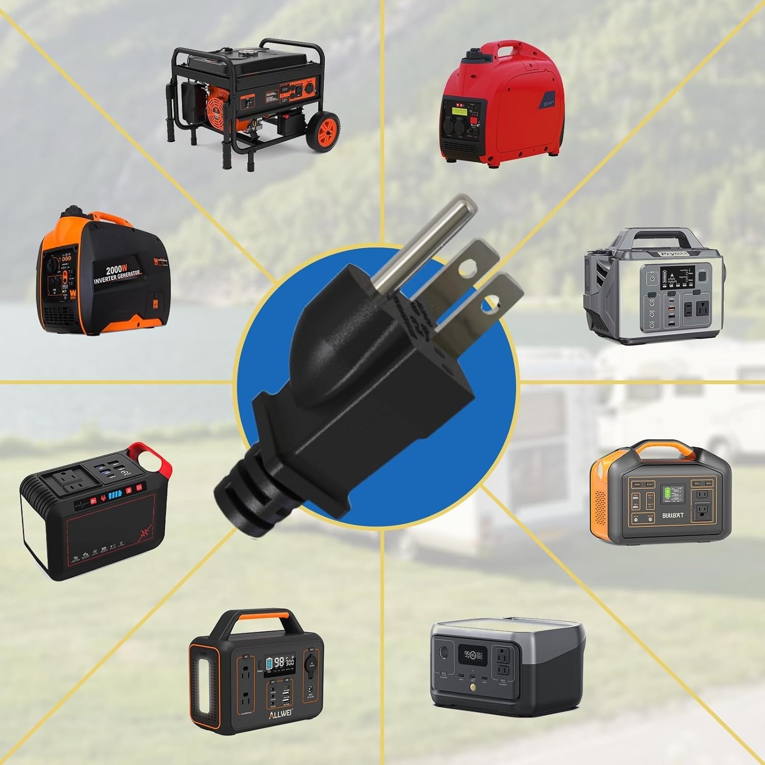 2 Pack Neutral Ground Bonding Plug for Portable Inverter Generator-Camper for Op