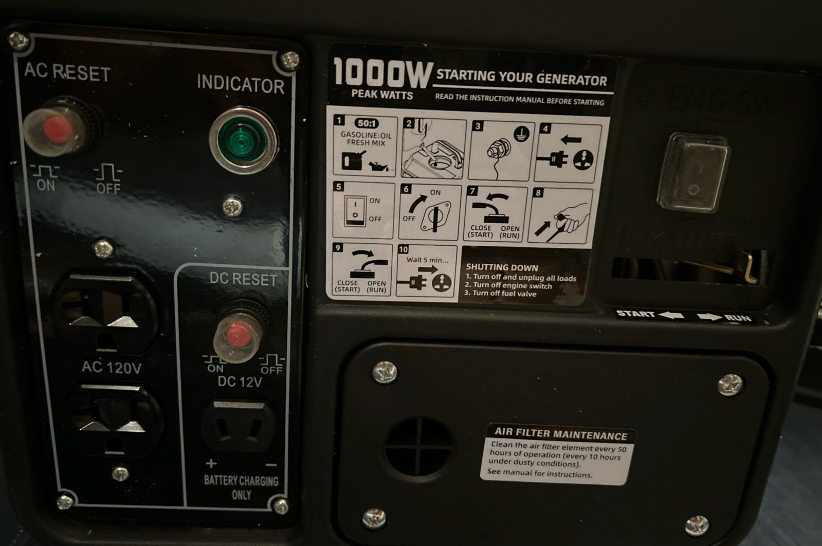 -NEW! SYS Power Portable Inverter Generator 1000W 240602249 AC 120V DC 12V